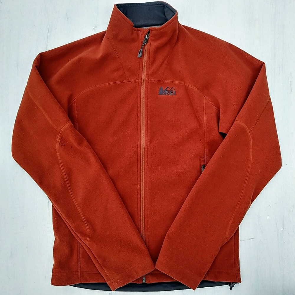 REI orange jacket